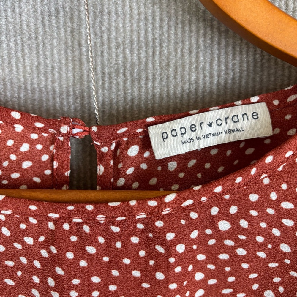 Paper Crane Rust Blouse with White Dots